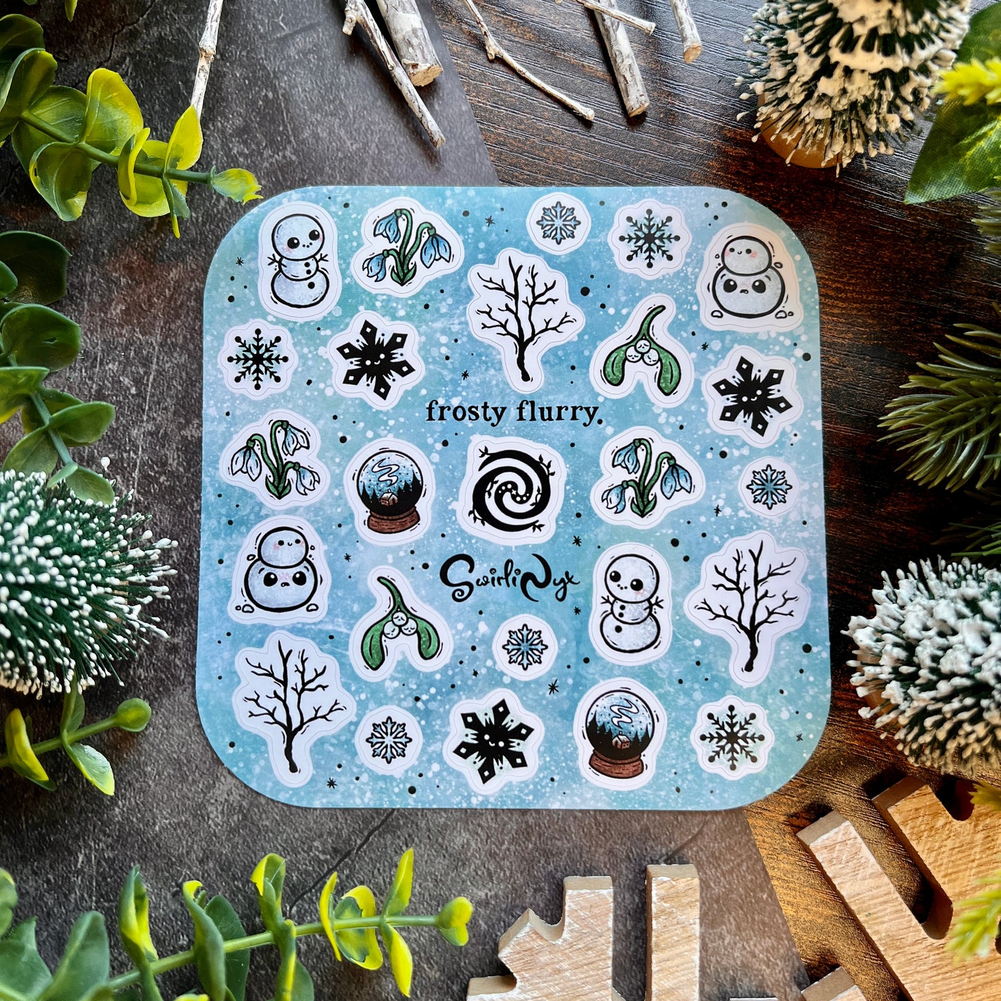 Blue Frosty Flurry Sticker Sheet