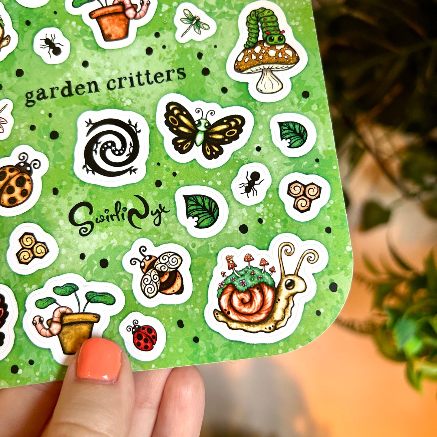 Green Garden Critters Sticker Sheet
