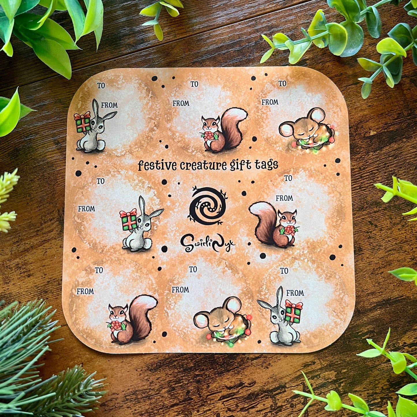 Festive Creatures Gift Tag Large Sticker Sheet