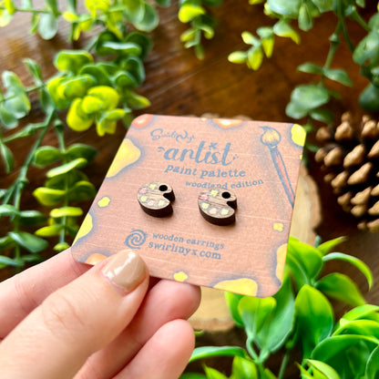 Woodland Paint Palette Wooden Earrings