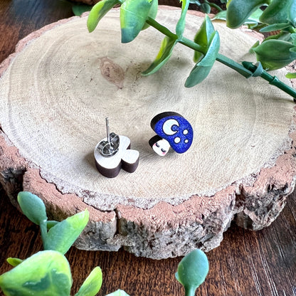 Dusk Mushroom Wooden Earrings