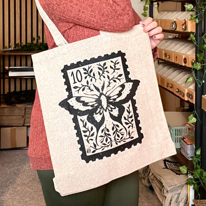 Magical Moth Stamp Recycled Tote Bag with Gusset