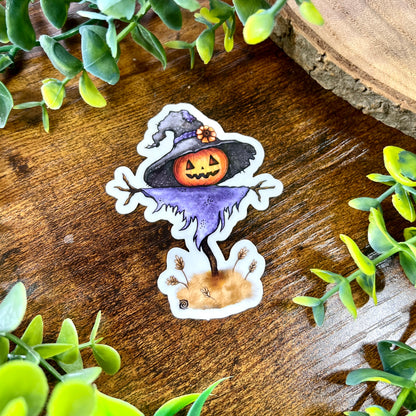 Spooky Scarecrow Clear Sticker