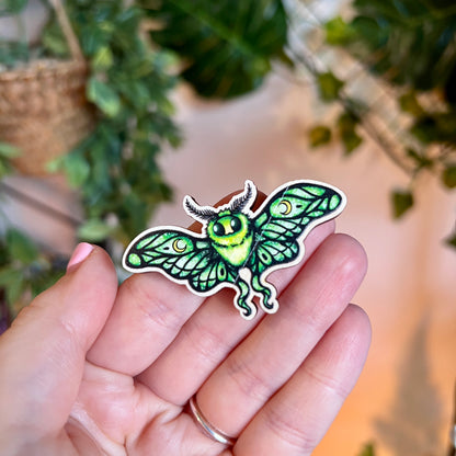 Lunie the Moth Wooden Pin
