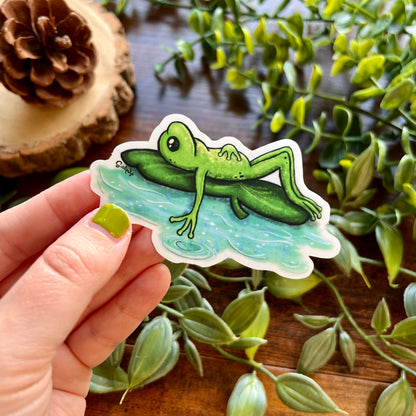 Lilypad Frog Clear Sticker