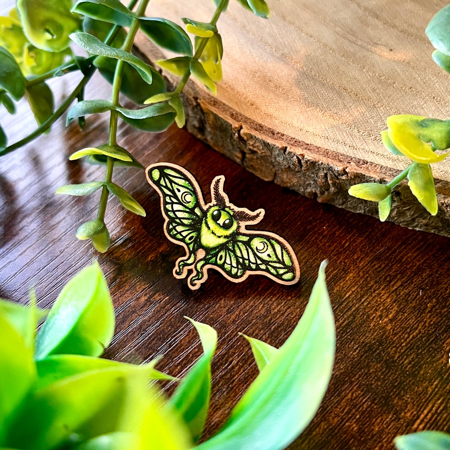 Lunie the Moth Wooden Pin