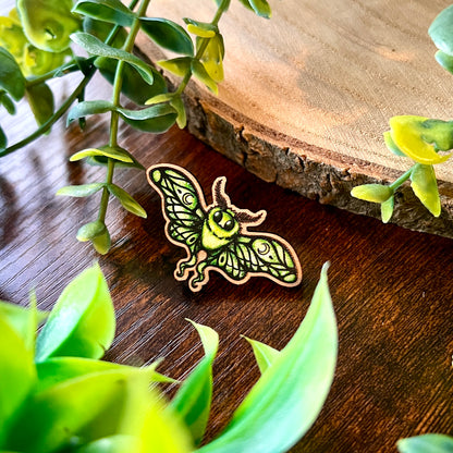 Lunie the Moth Wooden Pin