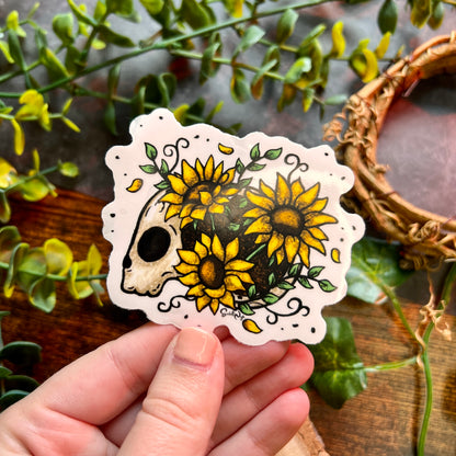 Sunflower Skull Clear Sticker