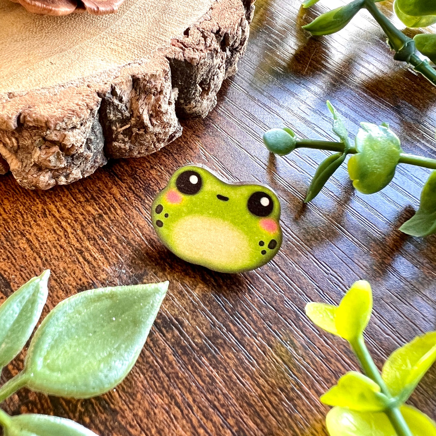 Algae the Frog Wooden Pin