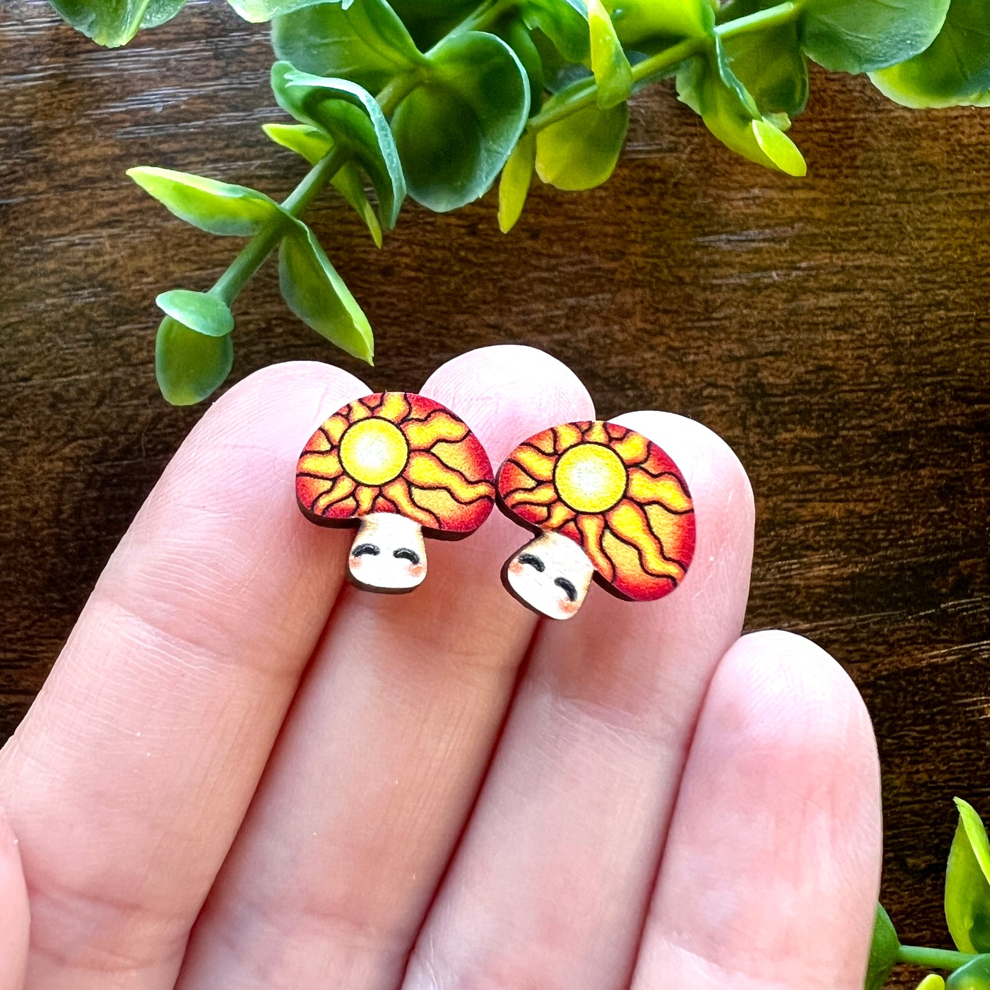 Dawn Mushroom Wooden Earrings