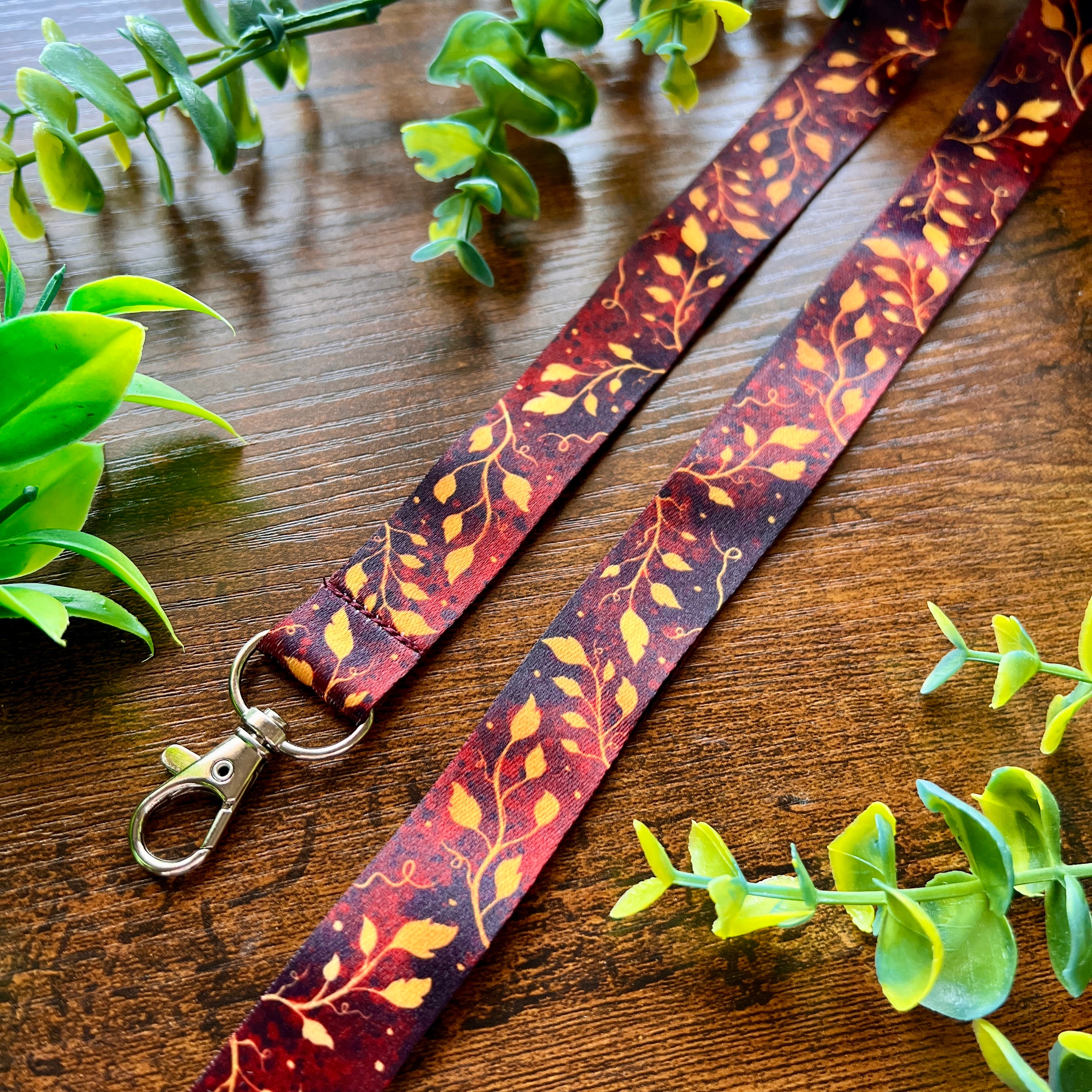 Ruby Leaves Lanyard