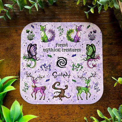 Mythical Forest Creatures Lilac Sticker Sheet
