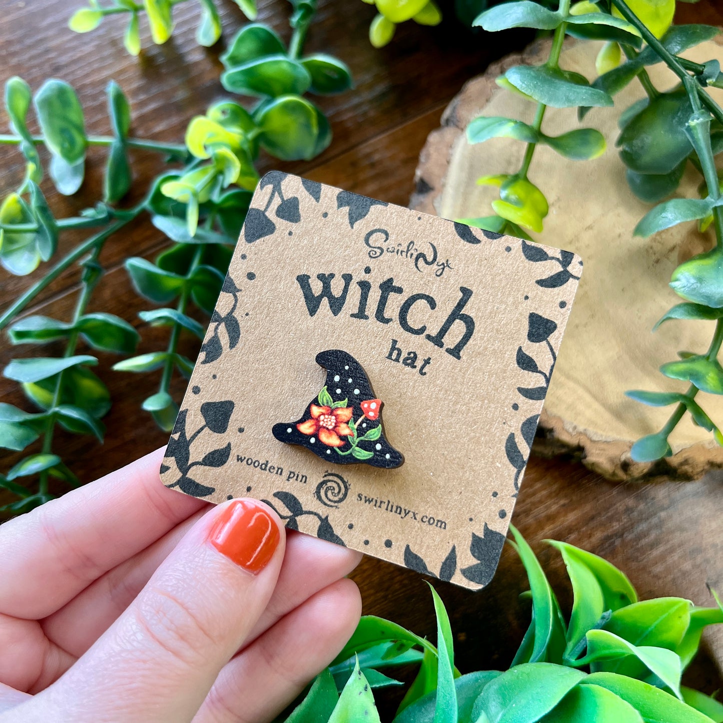Witch Hat Wooden Pin