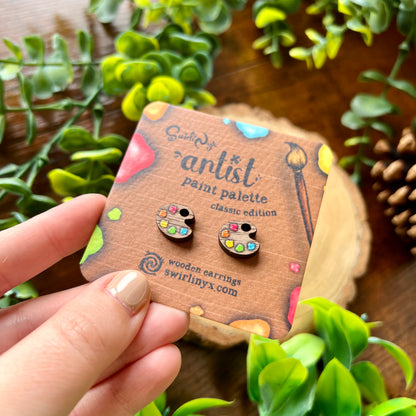 Classic Paint Palette Wooden Earrings