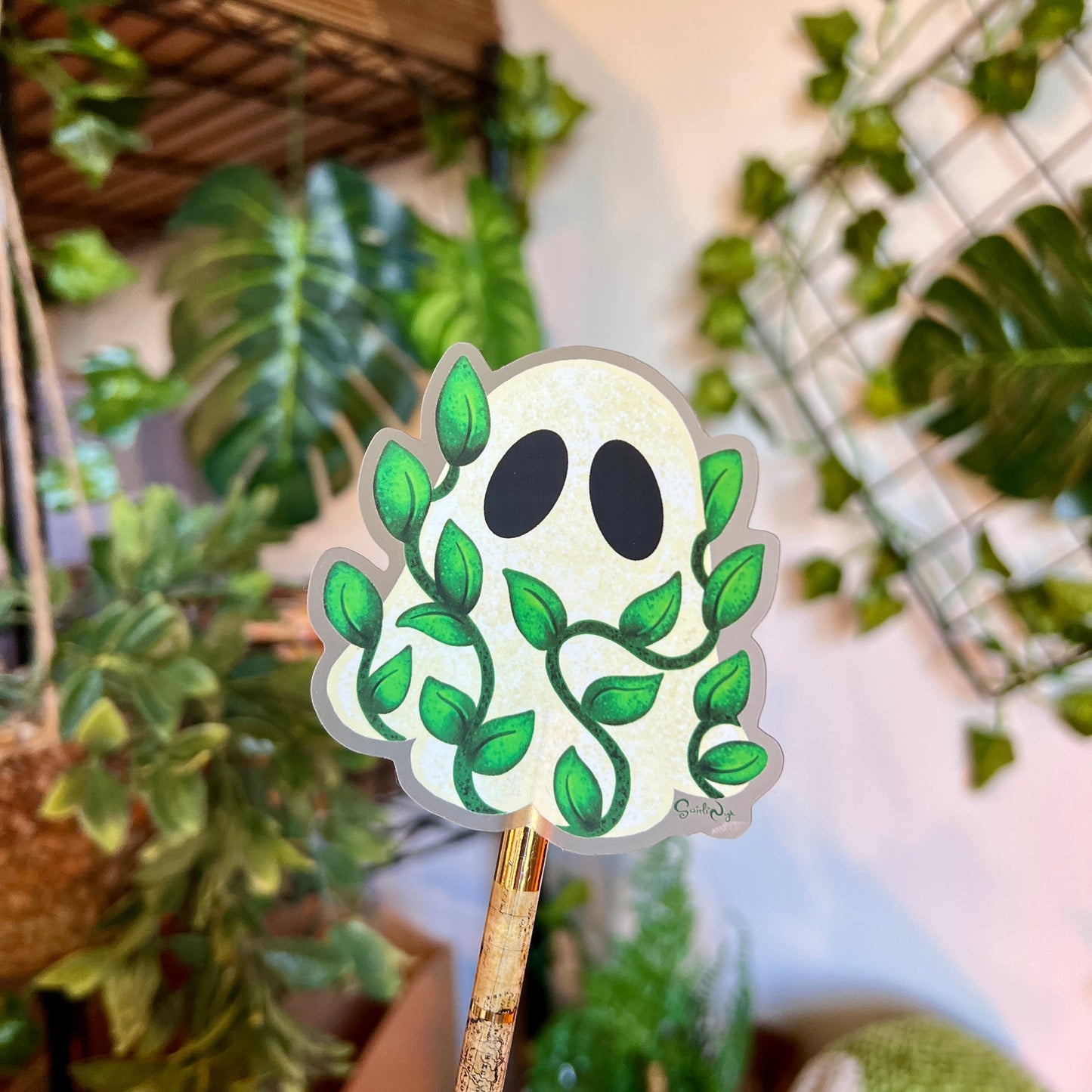 Leafy Ghost Clear Sticker