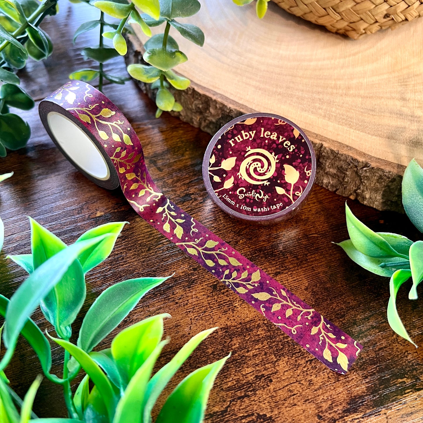 Ruby Leaves Foil Washi Tape