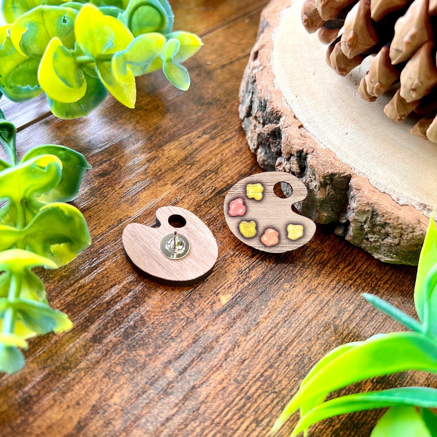Woodland Paint Palette Wooden Pin