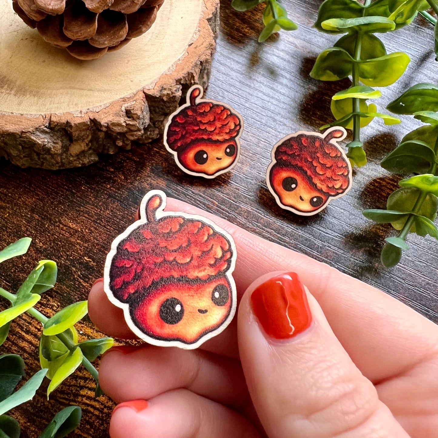 Oakley the Acorn Wooden Pin