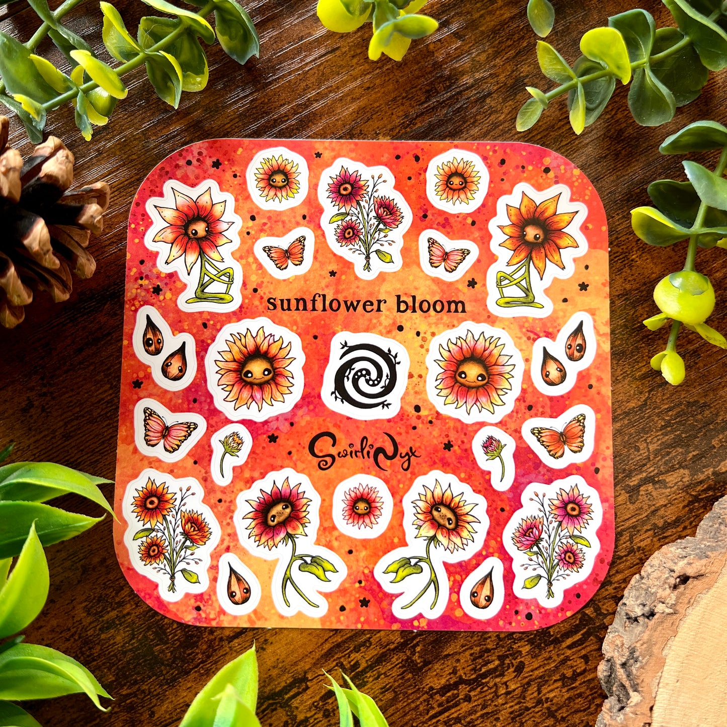 Red Sunflower Bloom Sticker Sheet