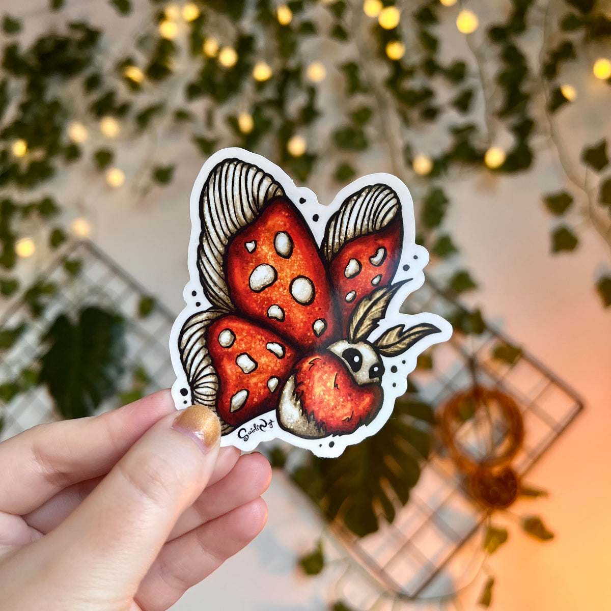 Mushroom Moth Clear Sticker – SwirliNyx
