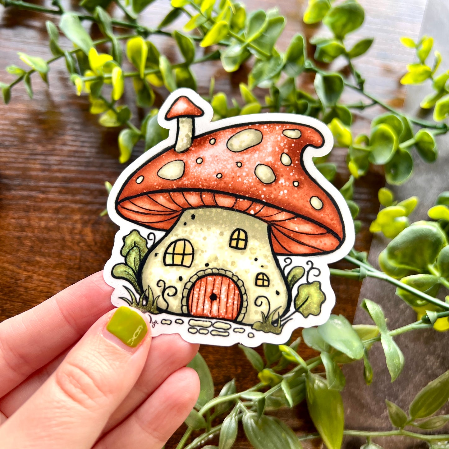 Red Mushroom House Clear Sticker