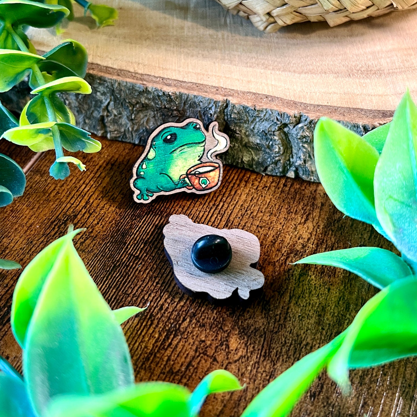Frog Tea Wooden Pin