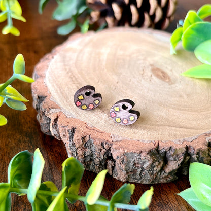 Woodland Paint Palette Wooden Earrings