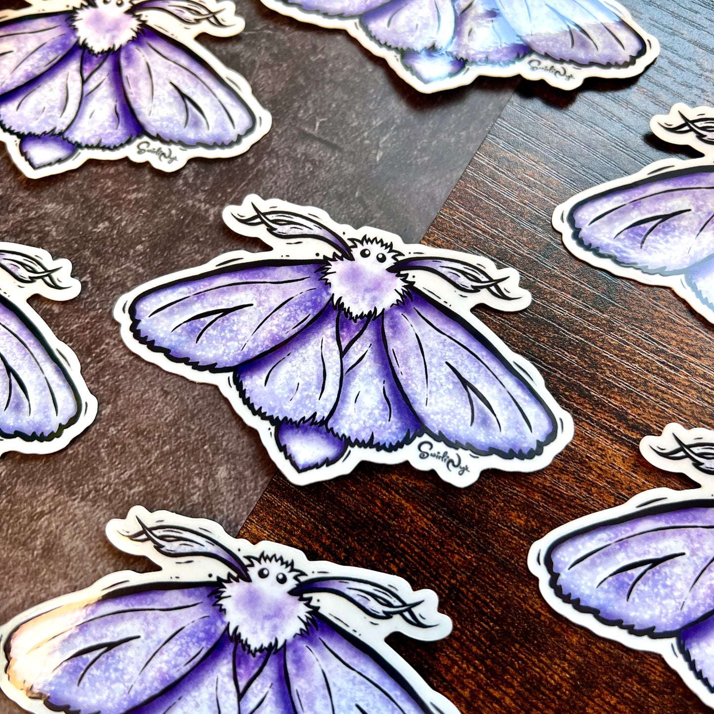 Blue Fluffy Moth Clear Sticker