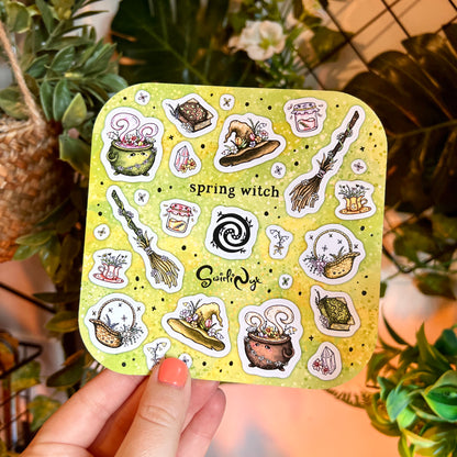 Green Spring Witch Sticker Sheet