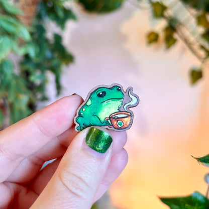 Frog Tea Wooden Pin