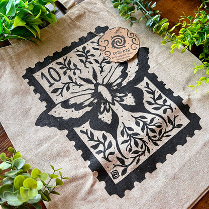 Magical Moth Stamp Recycled Tote Bag with Gusset