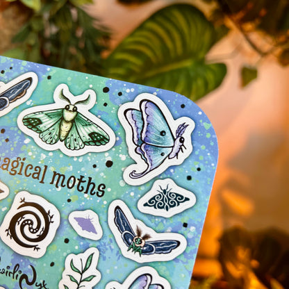 Magical Moths Blue Sticker Sheet