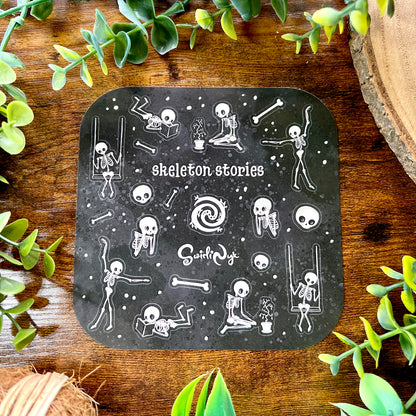 White Skeleton Stories Sticker Sheet