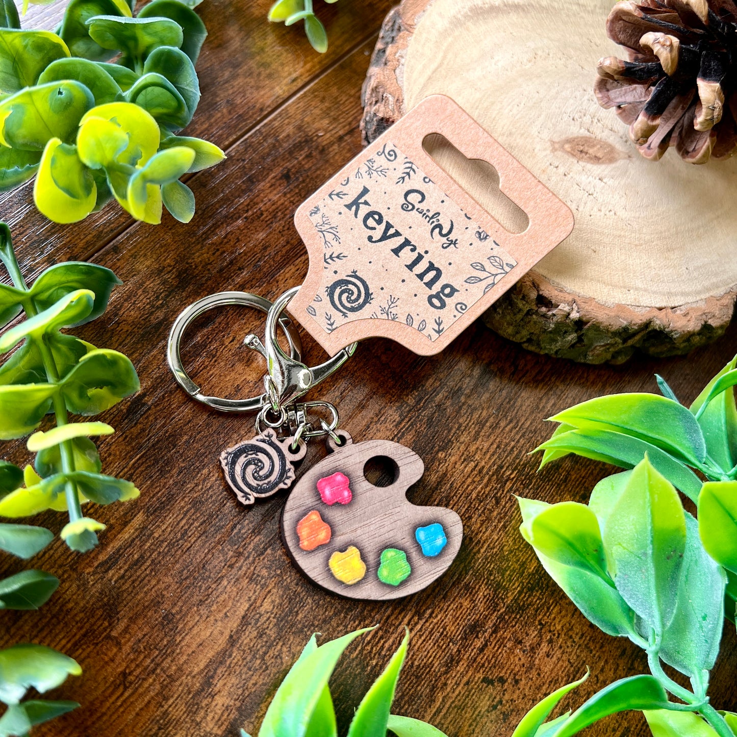 Classic Paint Palette Wooden Keyring