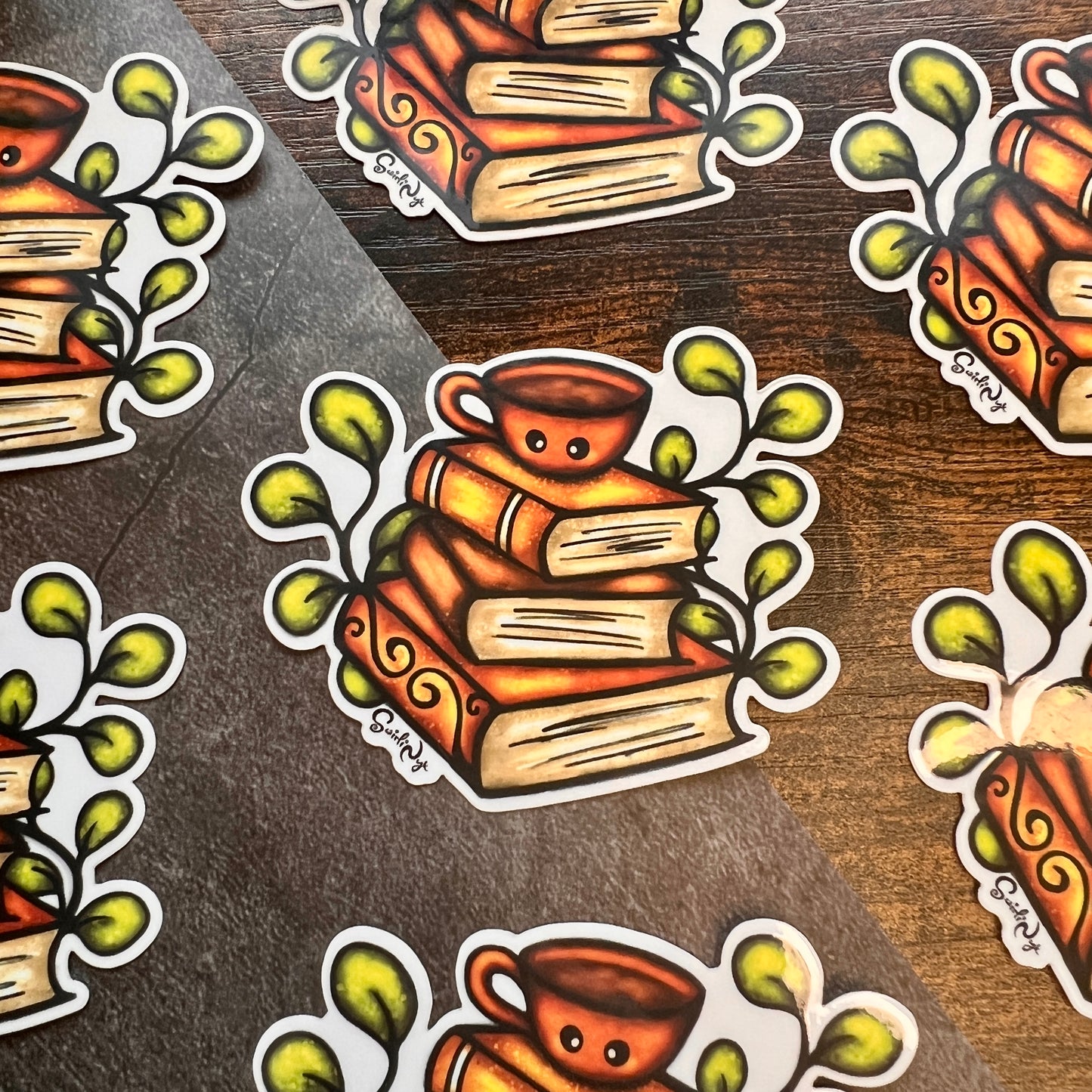 Book Stack Clear Sticker
