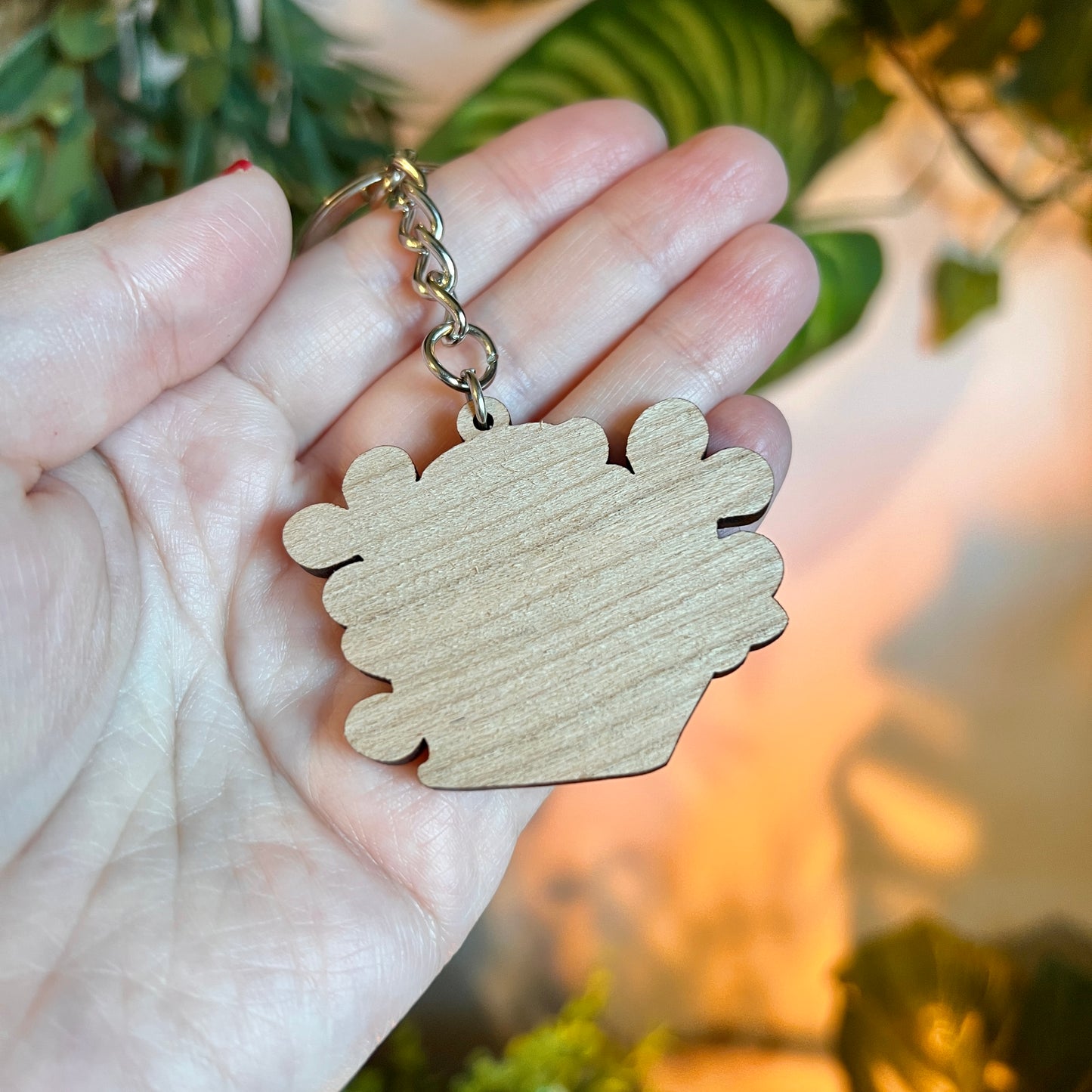 Book Stack Wooden Keyring