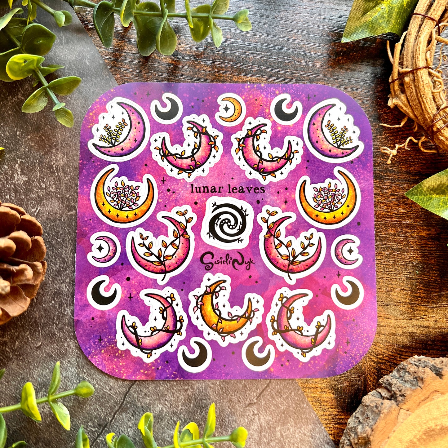 Purple Lunar Leaves Sticker Sheet