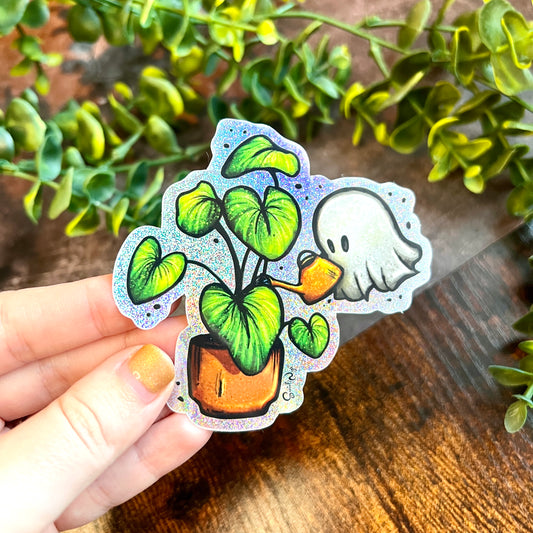 Plant Ghost Sparkle Sticker