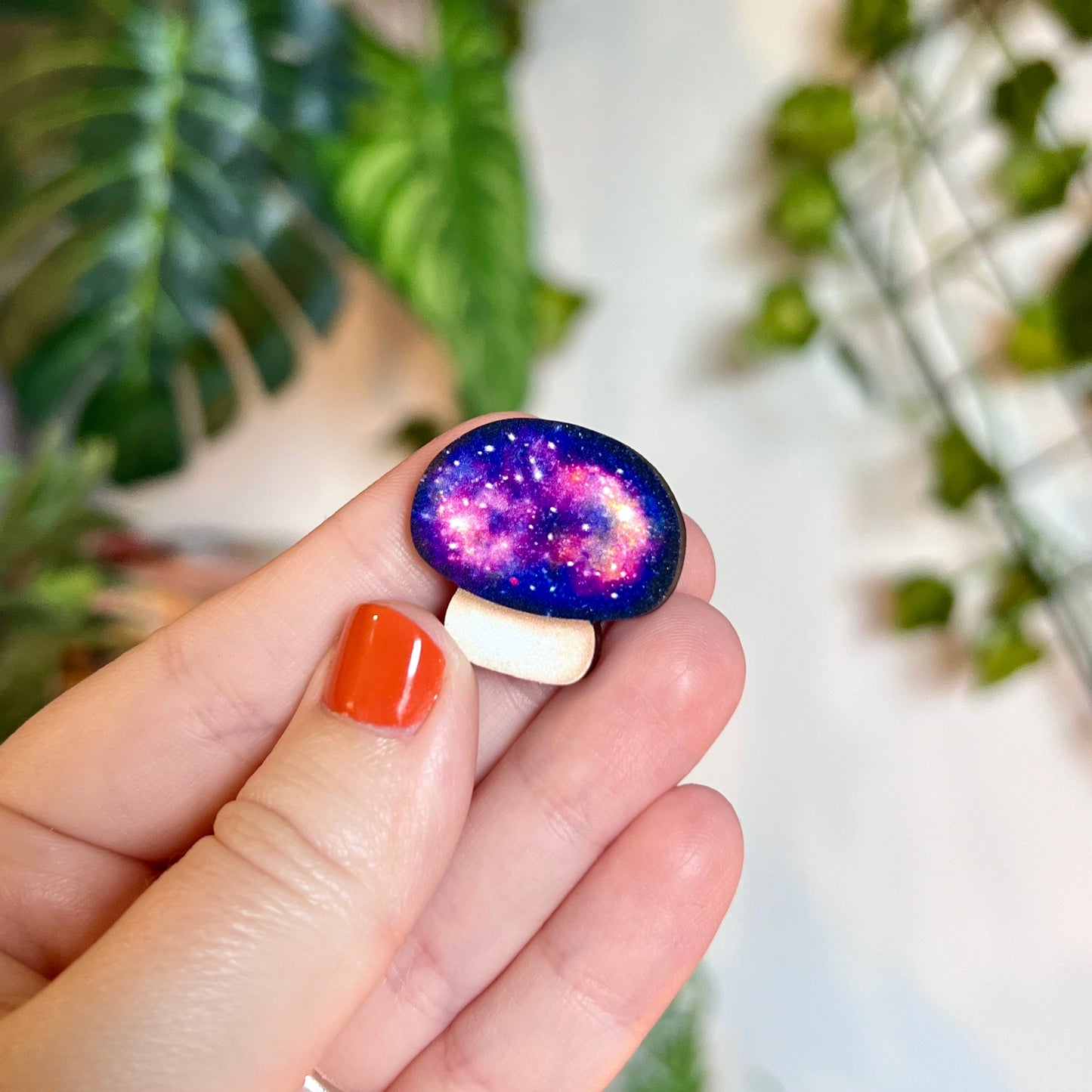 Galaxy Mushroom Wooden Pin
