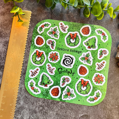 Green Festive Foliage Sticker Sheet
