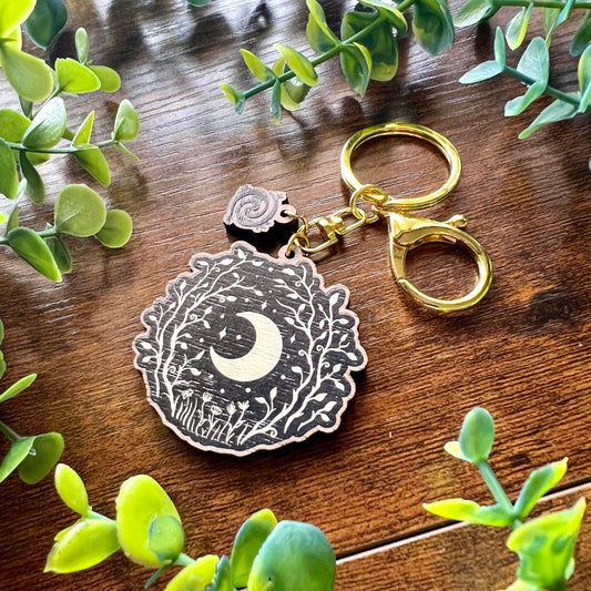 Nature's Moon Wooden Keyring