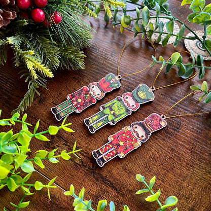 Nature's Nutcrackers Wooden Christmas Decoration Set