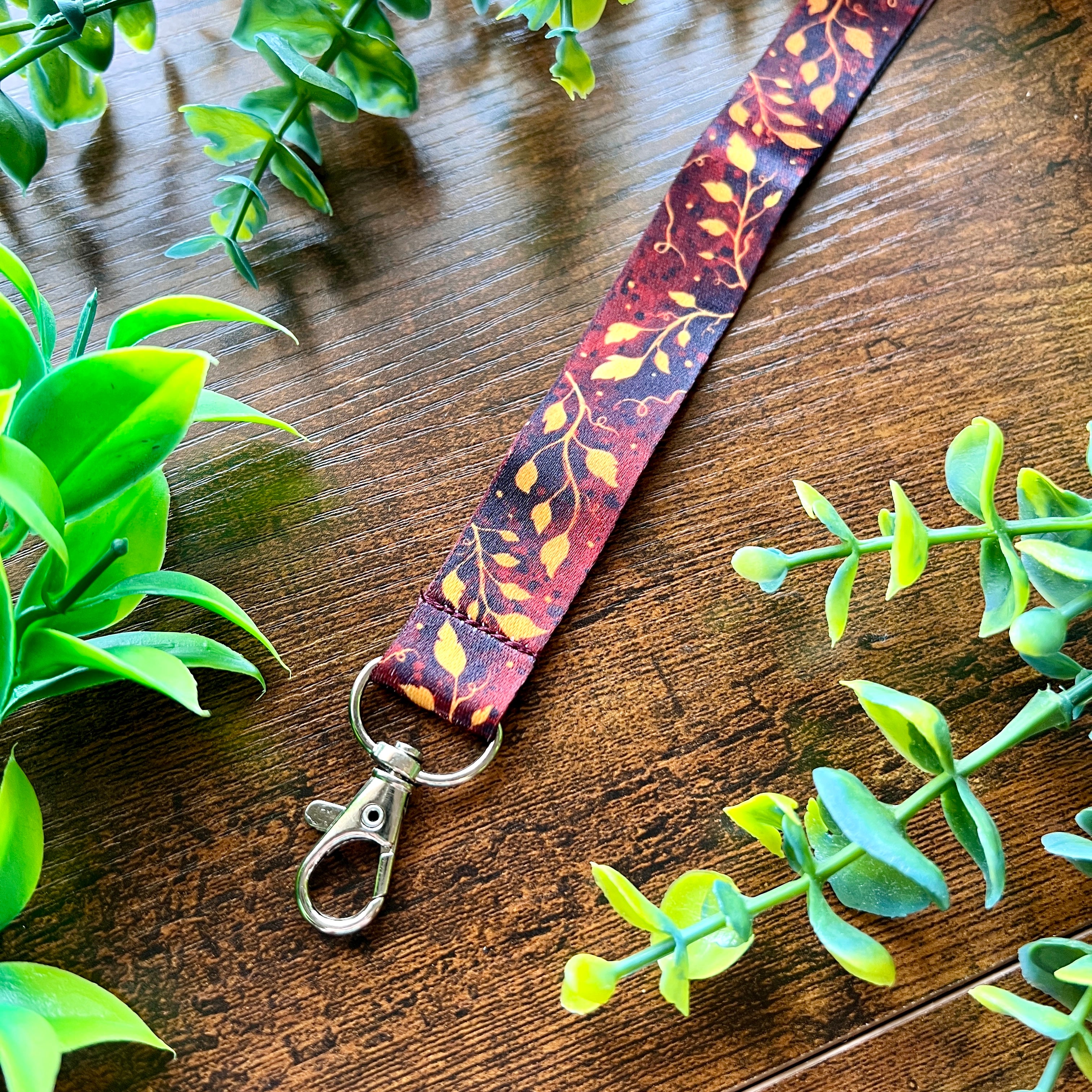 Ruby Leaves Lanyard