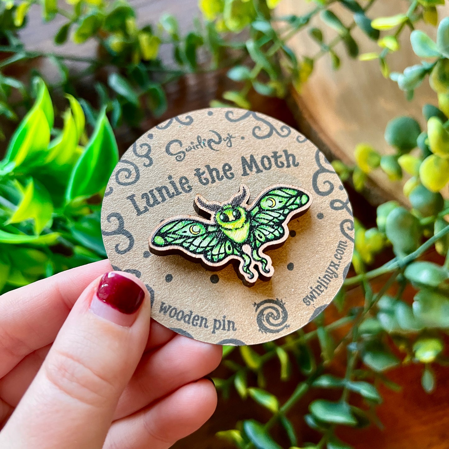 Lunie the Moth Wooden Pin