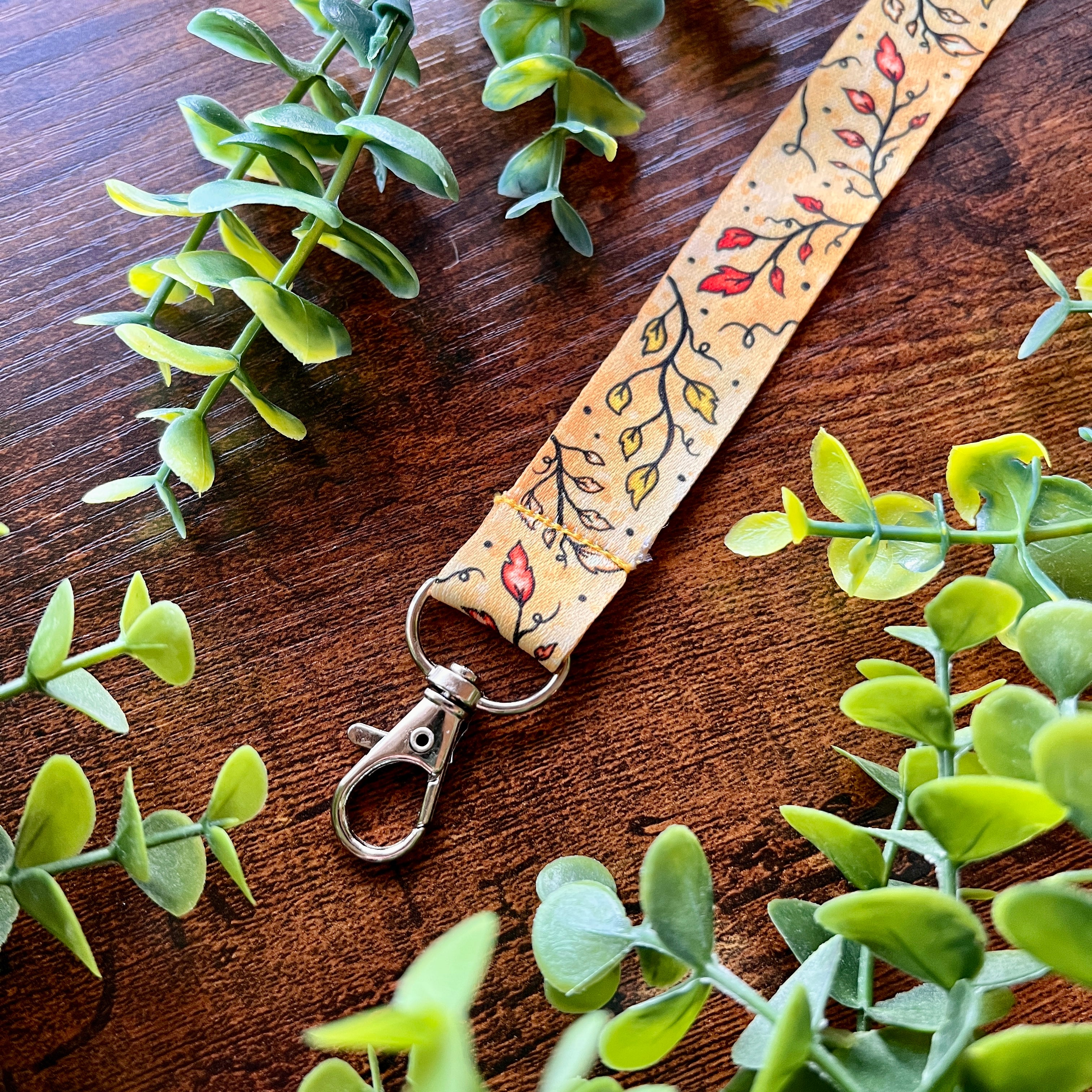 Parchment Leaves Lanyard