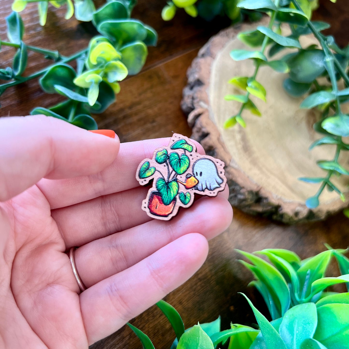 Plant Ghost Wooden Pin