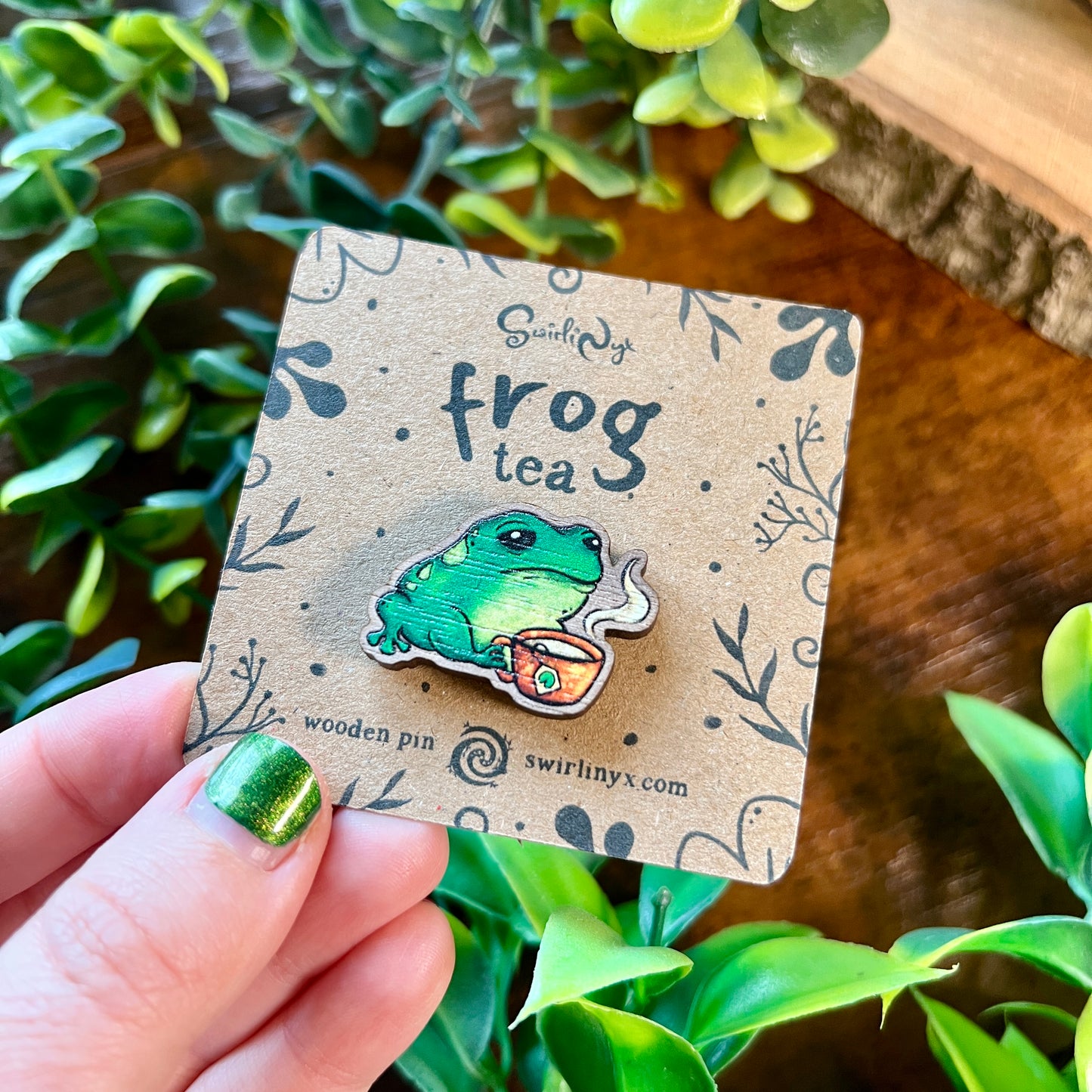 Frog Tea Wooden Pin