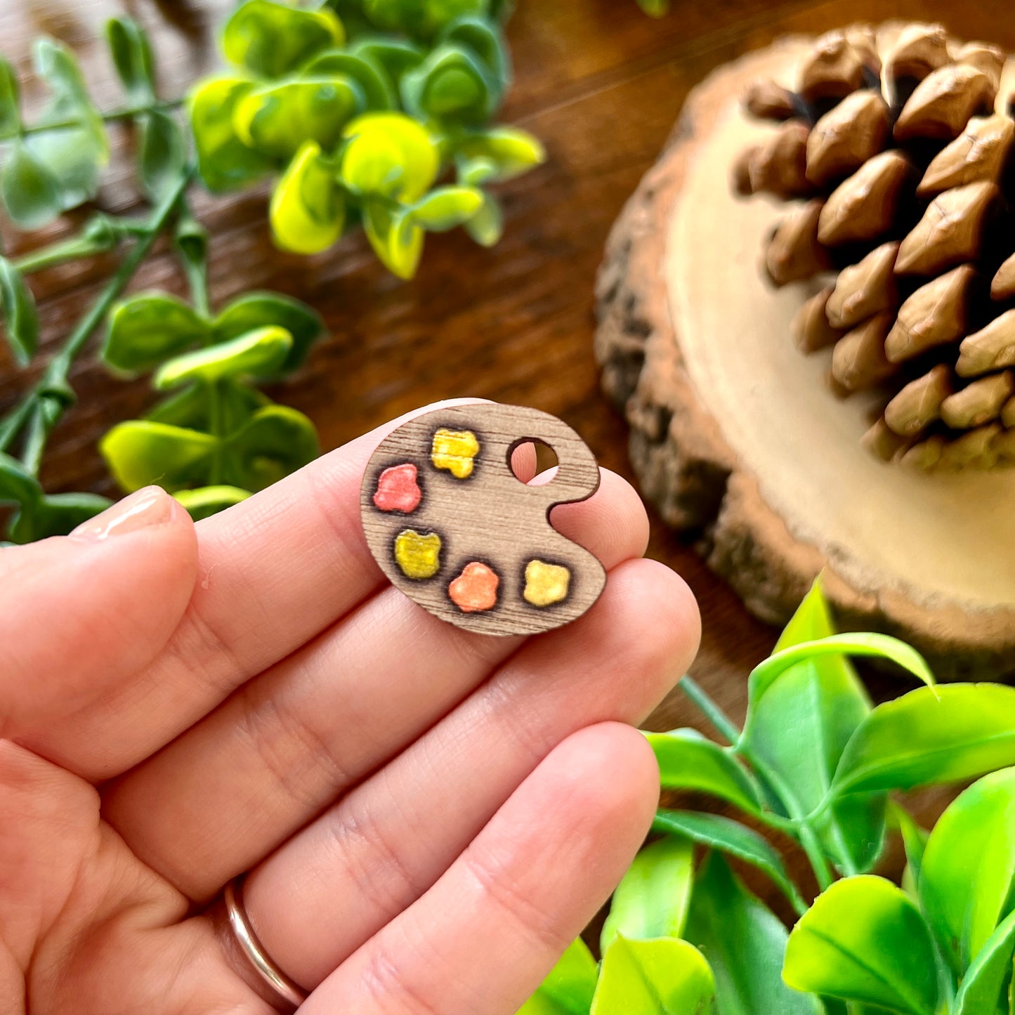 Woodland Paint Palette Wooden Pin