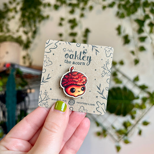 Oakley the Acorn Wooden Pin