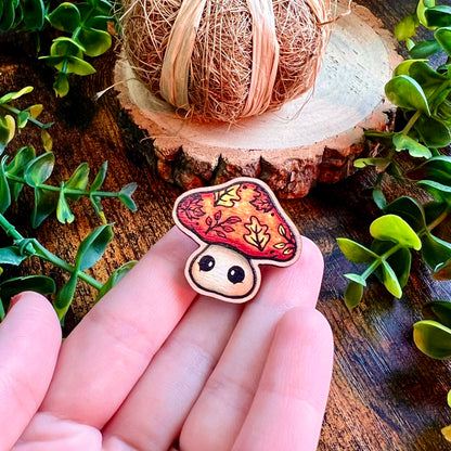 Maple the Mushroom Wooden Pin